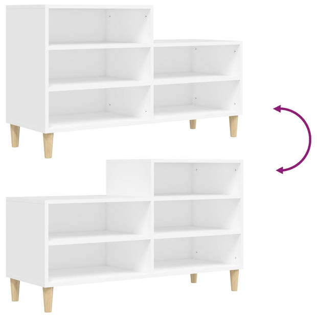 The Living Store Schoenenkast - - Meubel - 102 x 36 x 60 cm - Houten poten