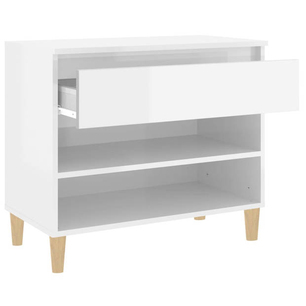 The Living Store Schoenenkast - Hoogglans wit - 70 x 36 x 60 cm - Stevig materiaal