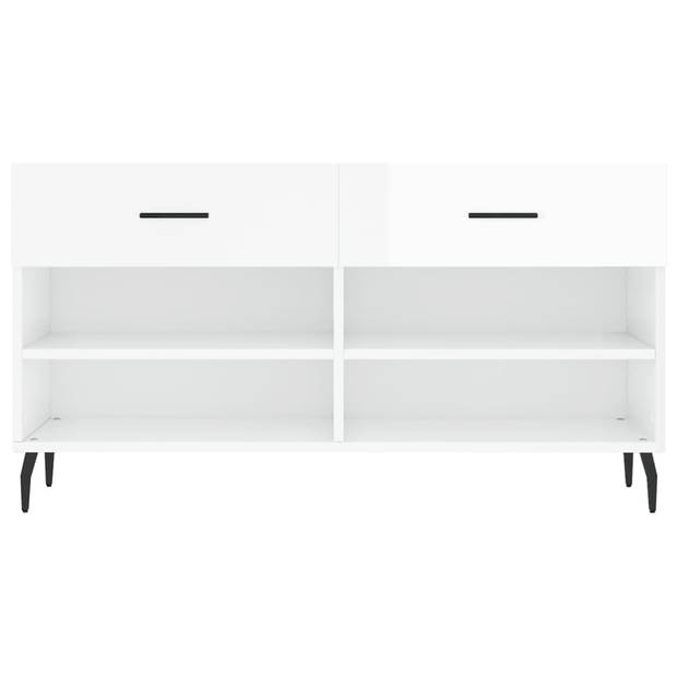 The Living Store Schoenenbank - Houten constructie - 102x35x55 cm - Hoogglans wit