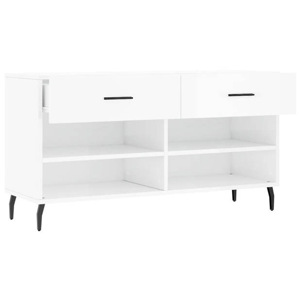 The Living Store Schoenenbank - Houten constructie - 102x35x55 cm - Hoogglans wit