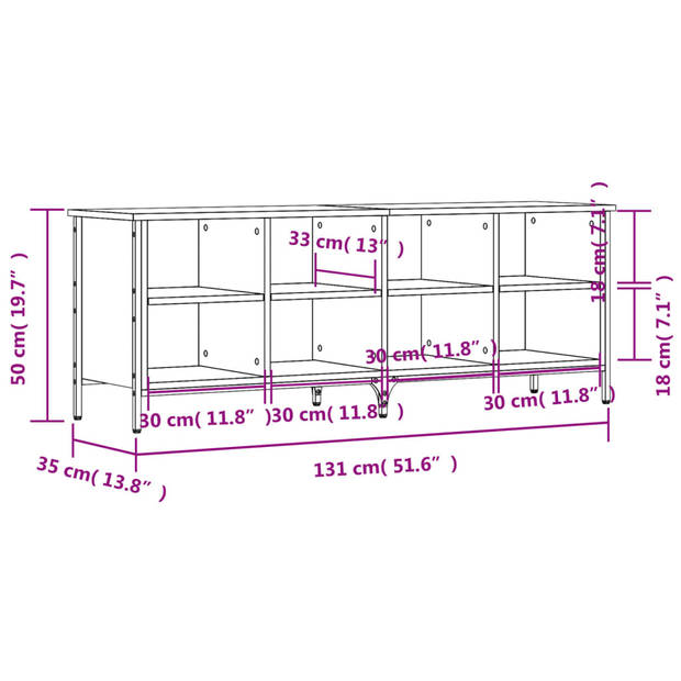 vidaXL Schoenenkast 131x35x50 cm bewerkt hout zwart