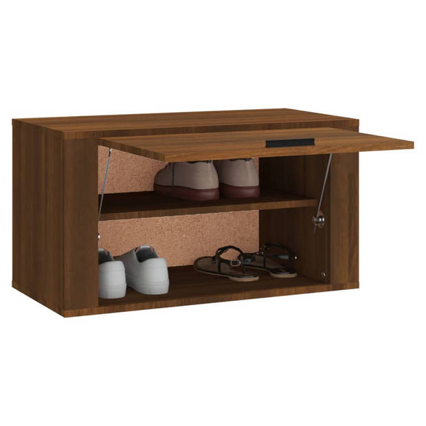 The Living Store Wandgemonteerde Schoenenkast - Bruineiken - 70x35x38 cm - Hoge kwaliteit - Trendy design