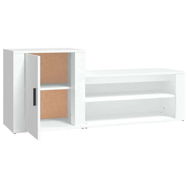 The Living Store Schoenenkast - Wit - 130 x 35 x 54 cm - Bewerkt hout