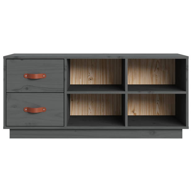 The Living Store Schoenenkast - Grenenhout - 100x34x45 cm - Grijs