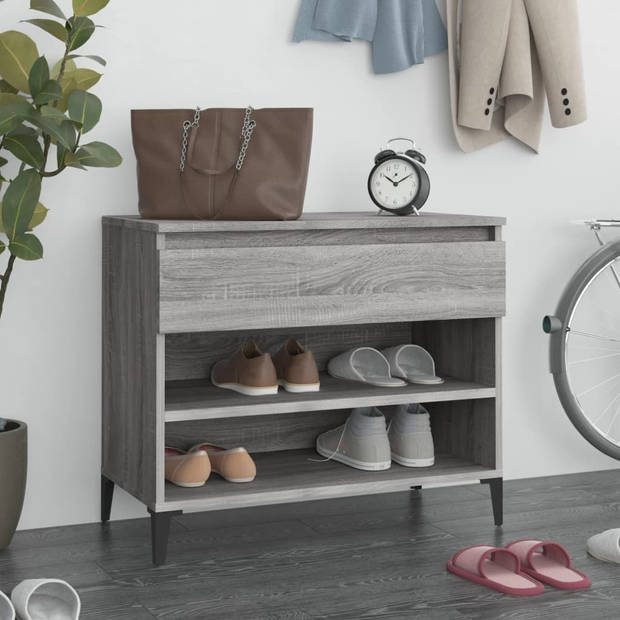 The Living Store Schoenenkast - Grijs Sonoma Eiken - 70 x 36 x 60 cm - Stevig materiaal