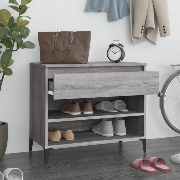 The Living Store Schoenenkast - Grijs Sonoma Eiken - 70 x 36 x 60 cm - Stevig materiaal