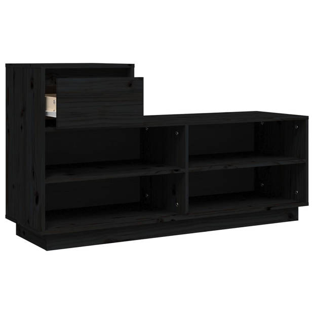 The Living Store Schoenenkast Grenenhout - Zwart - 110 x 34 x 61 cm - Lade en 4 vakken