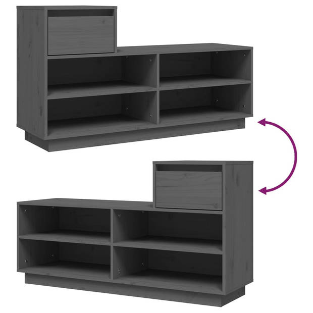 The Living Store Schoenenkast - - Hout - 110x34x61 cm - Grijs