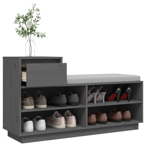 The Living Store Schoenenkast - - Hout - 110x34x61 cm - Grijs