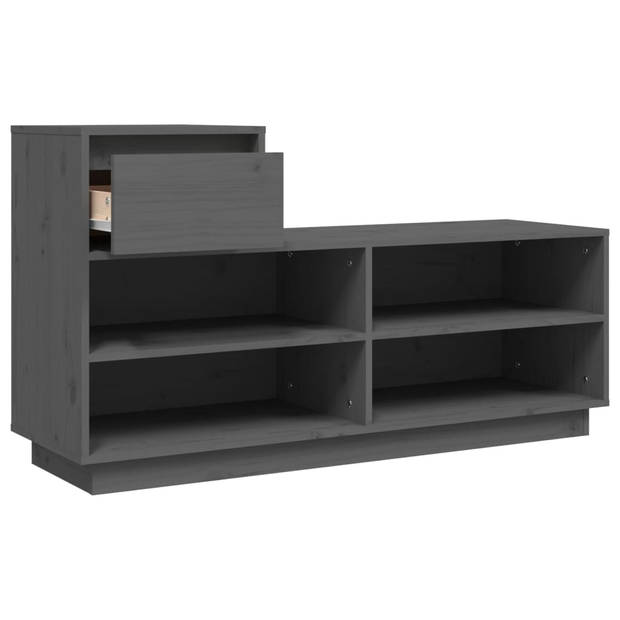 vidaXL Schoenenkast 110x34x61 cm massief grenenhout grijs