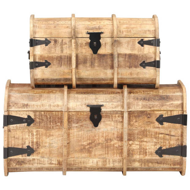 The Living Store Opbergkisten - Hout - Set van 2 - 50x26x29 cm en 70x34x36 cm - Massief mangohout