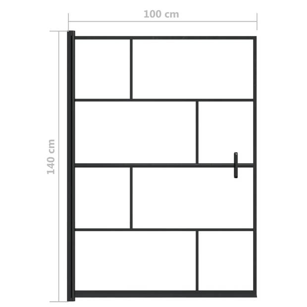 vidaXL Douchewand 100x140 cm ESG zwart