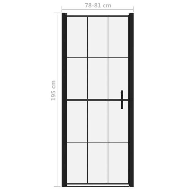 vidaXL Douchedeur 81x195 cm gehard glas zwart