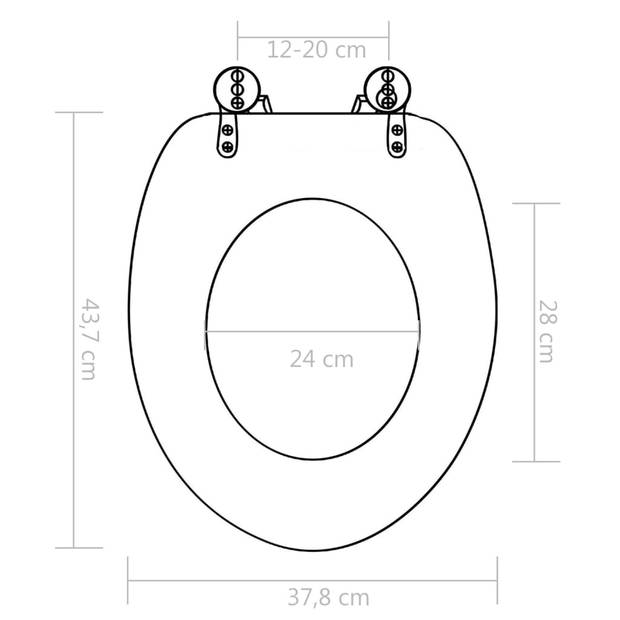 The Living Store toiletbril bamboeontwerp - MDF - chroom-zinklegering - 42.5x35.8 cm - 43.7x37.8 cm - 28x24 cm - 5 cm -