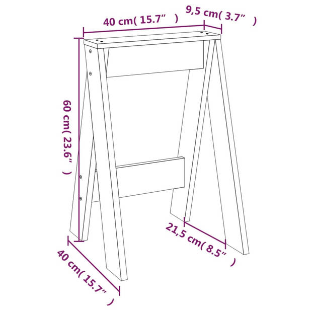 vidaXL Krukken 2 st 40x40x60 cm massief grenenhout honingbruin