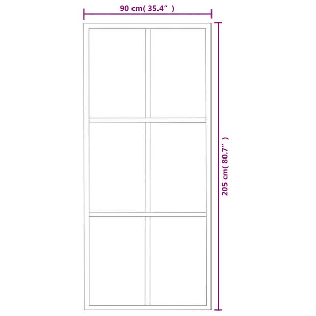 vidaXL Schuifdeur 90x205 cm ESG-glas en aluminium zwart