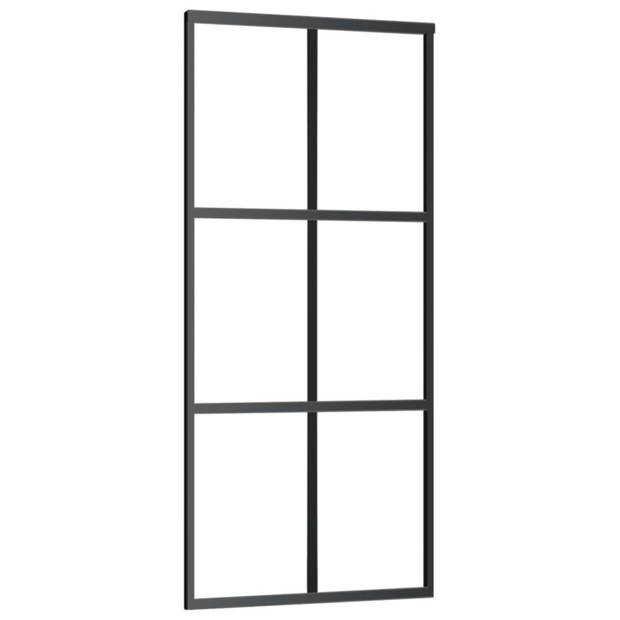 vidaXL Schuifdeur 90x205 cm ESG-glas en aluminium zwart