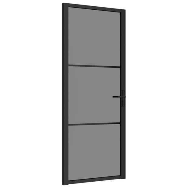 vidaXL Binnendeur 83x201,5 cm ESG-glas en aluminium zwart