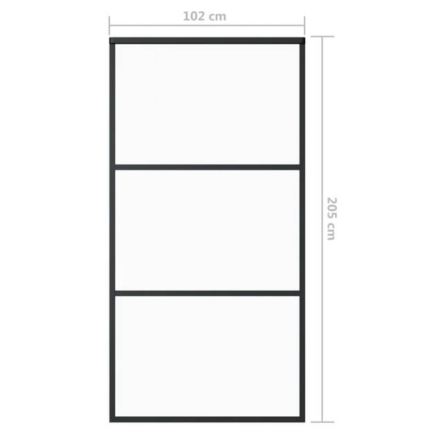 vidaXL Schuifdeur 102x205 cm ESG-glas en aluminium zwart