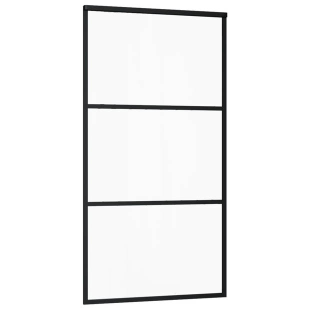 vidaXL Schuifdeur 102x205 cm ESG-glas en aluminium zwart