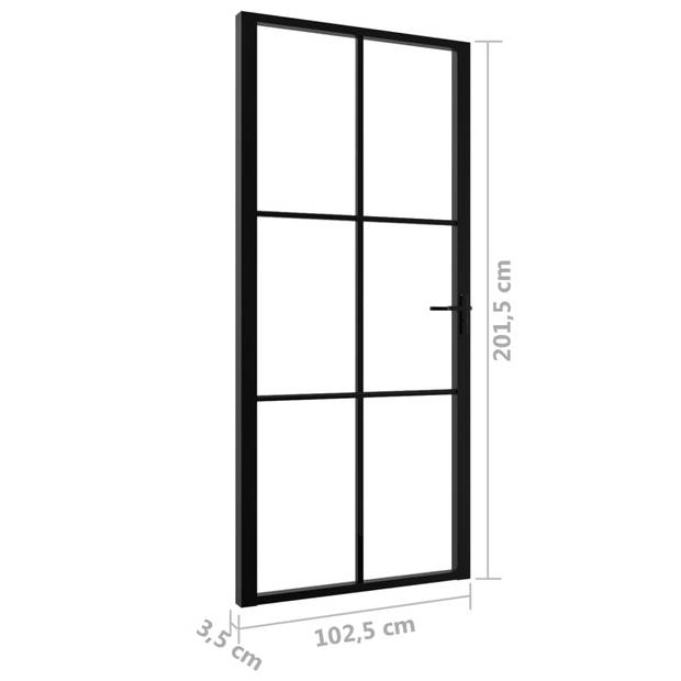 vidaXL Binnendeur 102,5x201,5 cm ESG-glas en aluminium zwart