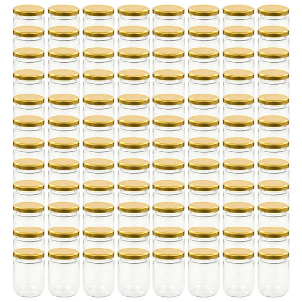 vidaXL Jampotten met goudkleurige deksels 96 st 230 ml glas