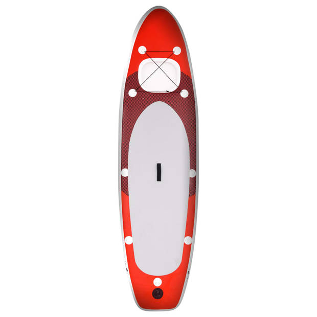 The Living Store Opblaasbaar Paddleboard - SUP Set - 300 x 76 x 10 cm - Rood - PVC