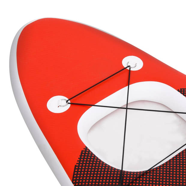 The Living Store Stand Up Paddleboard - 330 x 76 x 10 cm - opblaasbaar SUP - rood - PVC - inclusief peddel - pomp -