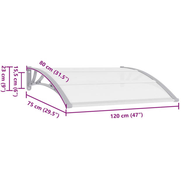 vidaXL Deurluifel 120x75 cm PC grijs en transparant