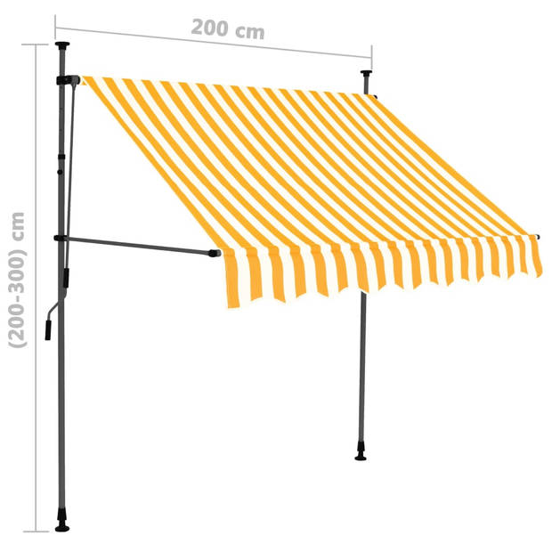 vidaXL Luifel handmatig uitschuifbaar met LED 200 cm wit en oranje