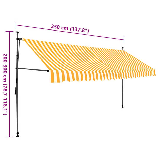 vidaXL Luifel handmatig uitschuifbaar met LED 350 cm wit en oranje