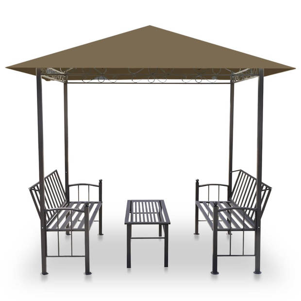 vidaXL Tuinpaviljoen met tafel en bankjes 180 g/m² 2,5x1,5x2,4 m taupe