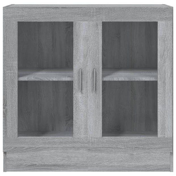 The Living Store Vitrinekast 82-5x30-5x80 cm bewerkt hout grijs sonoma eiken - Kast