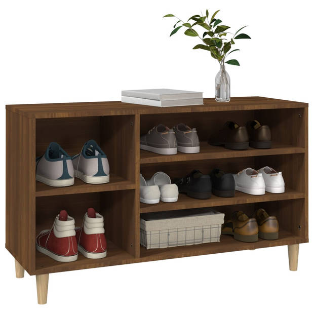 The Living Store Schoenenkast - Bruineiken - 102 x 36 x 60 cm - Stevig materiaal