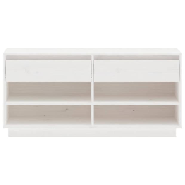 The Living Store Schoenenkast Grenenhout - 110 x 34 x 52 cm - Wit