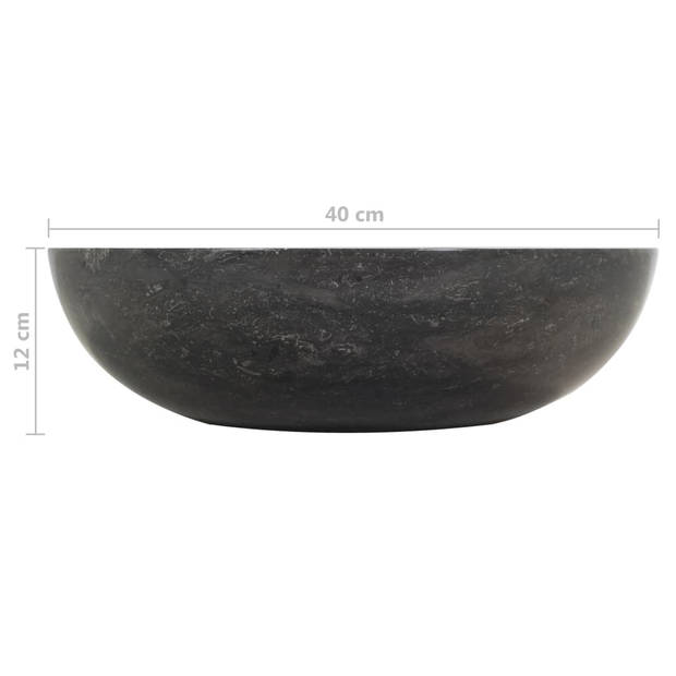 The Living Store Marmeren wastafel - zwart - 40 x 12 cm (ø x H) - handgemaakt
