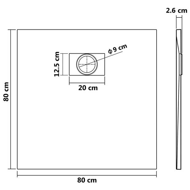 vidaXL Douchebak 80x80 cm SMC zwart