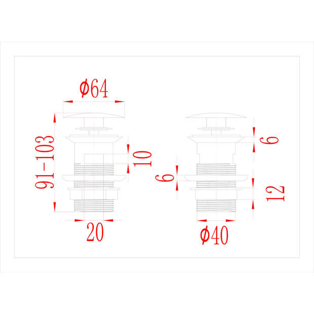 vidaXL Afvoer pop-up met overloop 6,4x6,4x9,1 cm zwart