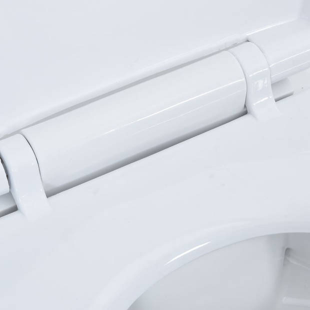 vidaXL Toilet verhoogd 7 cm soft-close randloos keramiek wit