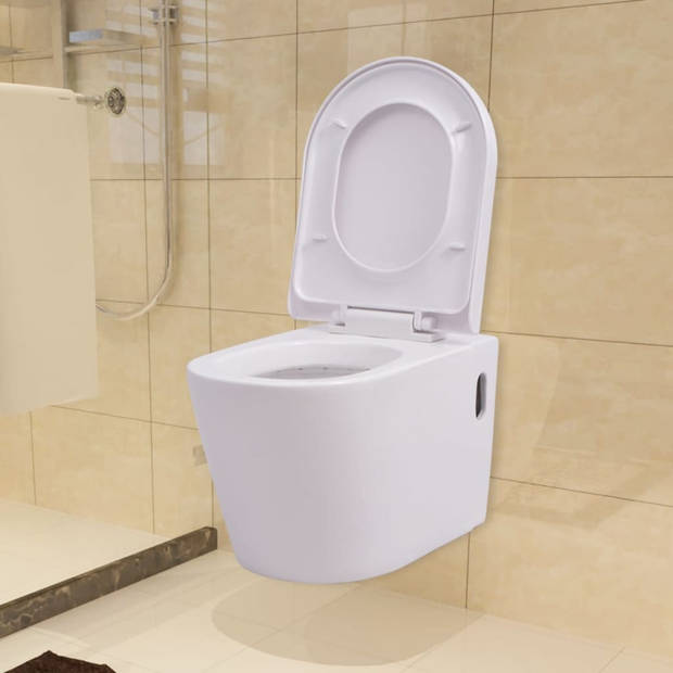 vidaXL Hangend toilet keramiek wit