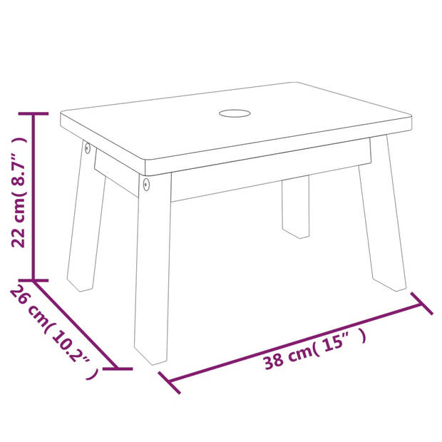 vidaXL Opstapkruk 38x26x22 cm massief acaciahout