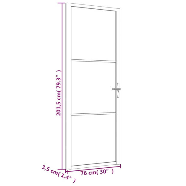 The Living Store Binnendeur - Gehard Glas - 76x201.5 cm - Donker Transparant - Stevig Frame