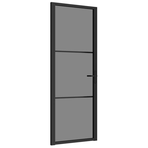 vidaXL Binnendeur 76x201,5 cm ESG-glas en aluminium zwart