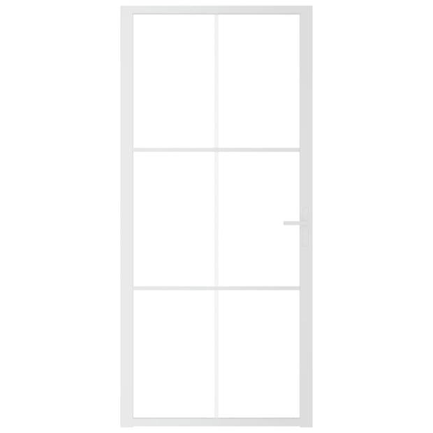 The Living Store Binnendeur - Gehard glas - 93 x 201.5 cm - Wit - 5 mm glasdikte