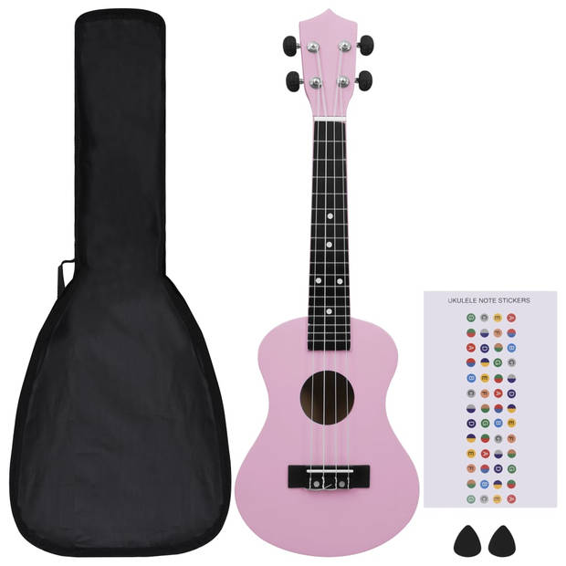 vidaXL Ukuleleset met tas voor kinderen sopraan 23'' roze