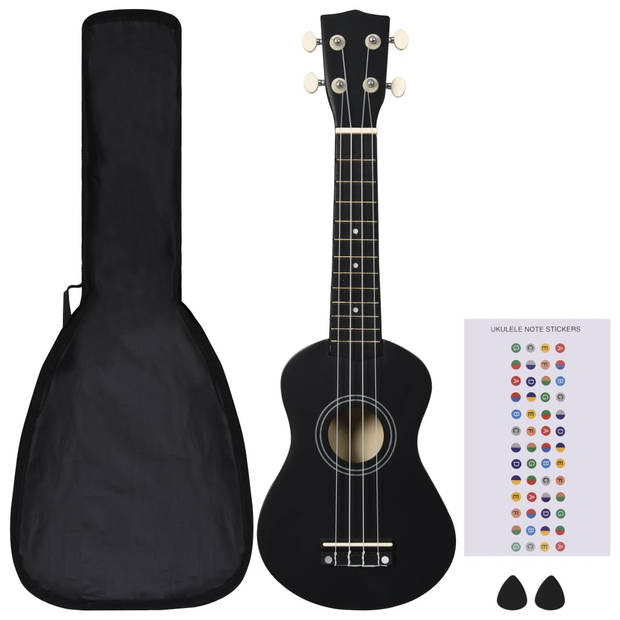 vidaXL Ukuleleset met tas voor kinderen sopraan 21'' zwart