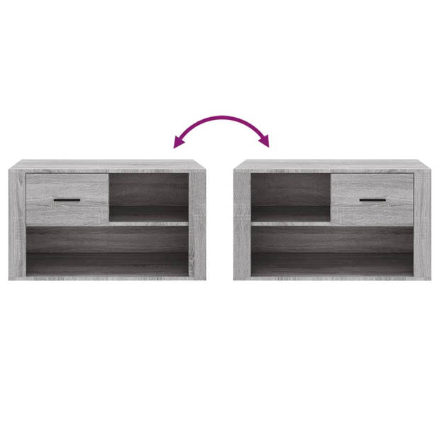 The Living Store Schoenenkast - Grijs Sonoma Eiken - 80x35x45 cm - Stevig materiaal