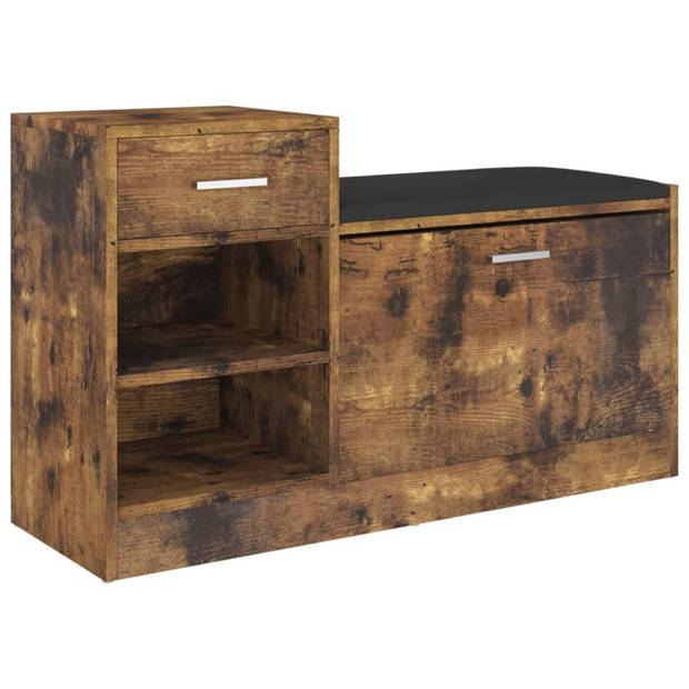 vidaXL Schoenenbank 94,5x31x57 cm bewerkt hout gerookt eikenkleurig