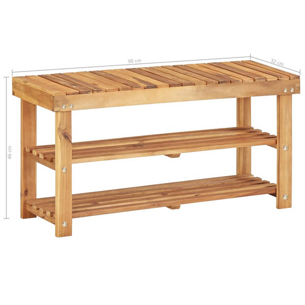 The Living Store Schoenenrek Acaciahout - 90 x 32 x 46 cm - Natuurlijke houtkleur