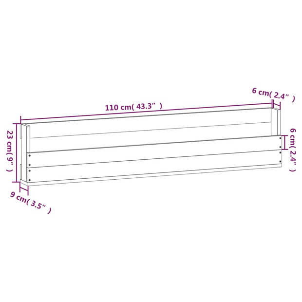 The Living Store Wandgemonteerde Schoenenrekken - Massief Grenenhout - 110 x 9 x 23 cm - 2 stuks